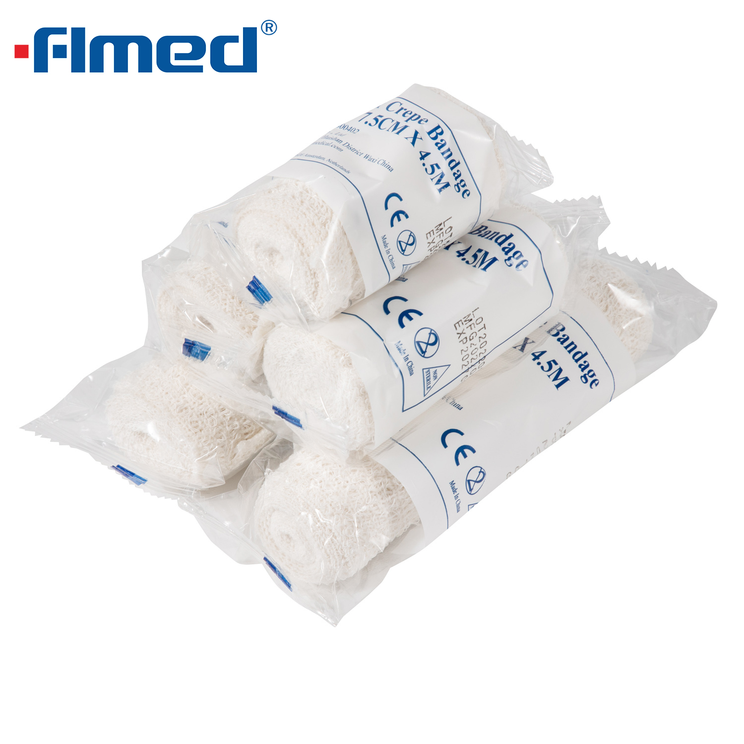 Venda elástica de algodón, 4 x 0,9-2 cm de longitud, cierre de velcro,  venda de compresión sin látex (paquete de 5) Adepaton WMPH-779