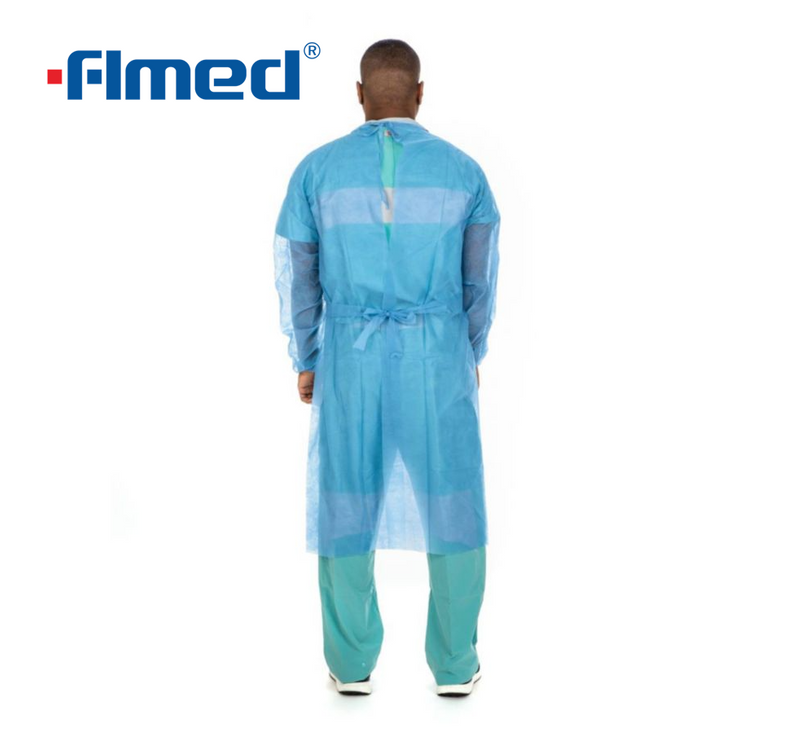 Vestido médico con brazalete de punto, PP no tejido, no estéril