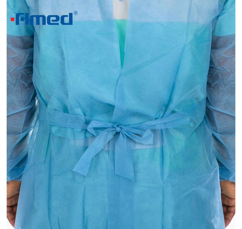 Vestido médico con brazalete de punto, PP no tejido, no estéril